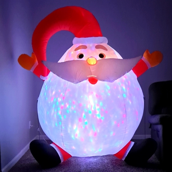 QVC Gemmy Industries Other - 🖤 👀🎄 6ft Projection Airblown Kaleidoscope Self-Inflatable Christmas Santa